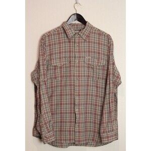 Columbia grt Shirt Men's size Large Plaid Beige red blue plaid outdoor